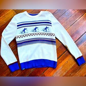 Blue and White Ski Pattern Sweater